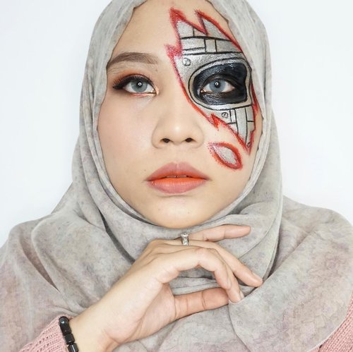🤖🦾.Ib: @anavickk 👩🏻‍🎨 #ArtMakeupnyaTami.#horrormakeup #robotmakeup #halloweenmakeup #halloween2020 #makeupart #facepainting #facepaint #undiscoveredmuas #100daysofmakeup #clozetteid