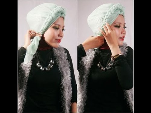 Tutorial Hijab -  Kreasi Turban Ponytail Kepang untuk Acara Formal Ala Aisyah Herani - #YouTube