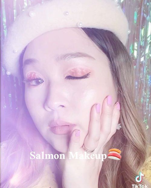 Makeup inspired by salmon eye patch @foreverskin_indonesia 🍣Who loves salmon and who loves makeup?😉It's salmon makeup!Wanna save inspiration of video content? Follow my account 😉Music from @tiktok @tiktok.indonesia -#salmonmakeup #creativemakeupart