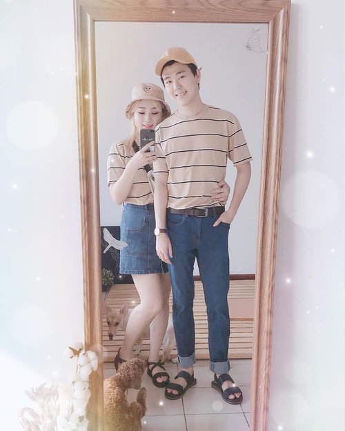 Casual couple outfit on happy Saturday👫
How is your saturaday guys?🦄😉
Usually Korean couple like to wear "Couple shirts" iya i know Indonesia is not 😂😂😂
Couple look -> 커플룩
- T shirts from @spao_kr
#mirrorselfie in my sweet home
#clozetteid #koreancouples