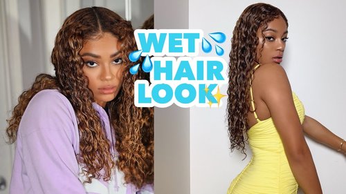 The âWet Hair Lookâ on Curly Hair Tutorial! | jasmeannnn - YouTube