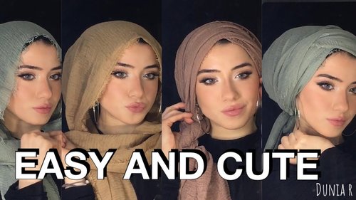 6 EASY CUTE HIJAB STYLES | CRINKLED MATERIAL #hijab #hijabstyles #turkish - YouTube