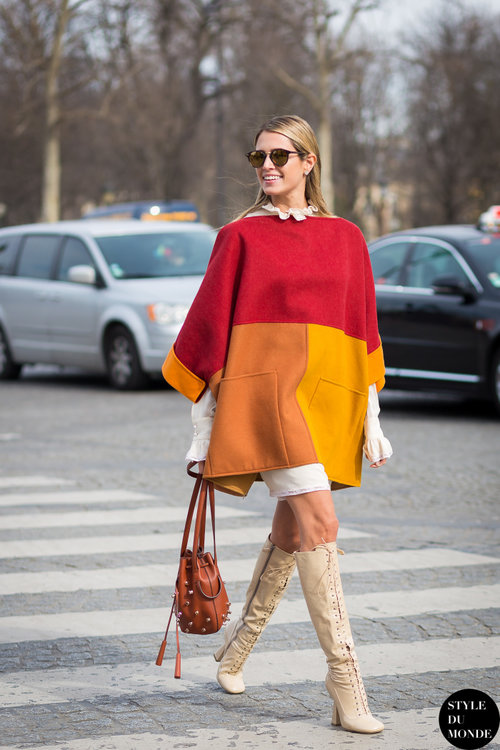color blocked poncho