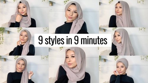 9 STYLES IN 9 MINUTES !! | Hijab tutorial for beginners - YouTube