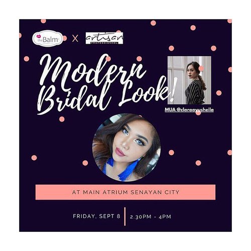 💄GIVEAWAY ALERT💄
.
Hey Gorgeous!
.
Don't missed @thebalmid & @artisanpro Beauty Demo "Modern Bridal Look" at Main Atrium @senayancity Sept 8th, 2017 with @claraayusheila 💋
.
For you Makeup Artist wanna be or makeup enthusiast, simply put your comment in this post with "I should attend this event because..." with #youxthebalm &  #thebalmid hashtag and tag 3 of your friends.
.
I will only pick 3 lucky winners to attend this event with me! The winner will be announced on Sept 6th, 2017 and you will get goodies from The Balm!
.
So, what are you waiting for? Come and join me❤⁠⁠⁠⁠
.
.
#makeupwithselly #thebalmid #youxthebalm #giveawayindonesia #bloggermafia #clozetteid