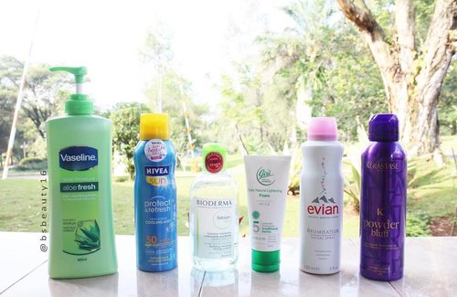 Travel Buddy | New Blog Post

Last holiday was one of the best ever. I never enjoyed going to Puncak as much, and so was my lil one too!
•
Here are my travelling buddies that I brought along with me to Puncak. They were the bomb! I really could not survive without them, especially the @vaselineid #aloevera lotion. It saved my skin from sunburn & my kid's skin from insect bite. Meanwhile, the @nivea_id #sunblock spray have made sun protection application easier than ever.
•
For the face, I leave out the normal routine this time. Therefore, to keep my face cleaned, fresh and moisturize, I specifically chose light facial combo: @gizisupercream  foam, @bioderma_indonesia Sebium H2O & @evianwater facial spray.
•
Check out the full story on my #blog at blossomshine.com (link is on bio ⬆️). 😘
•
#bsbeauty16 #clozetteid #skincare #flatlay #beauty