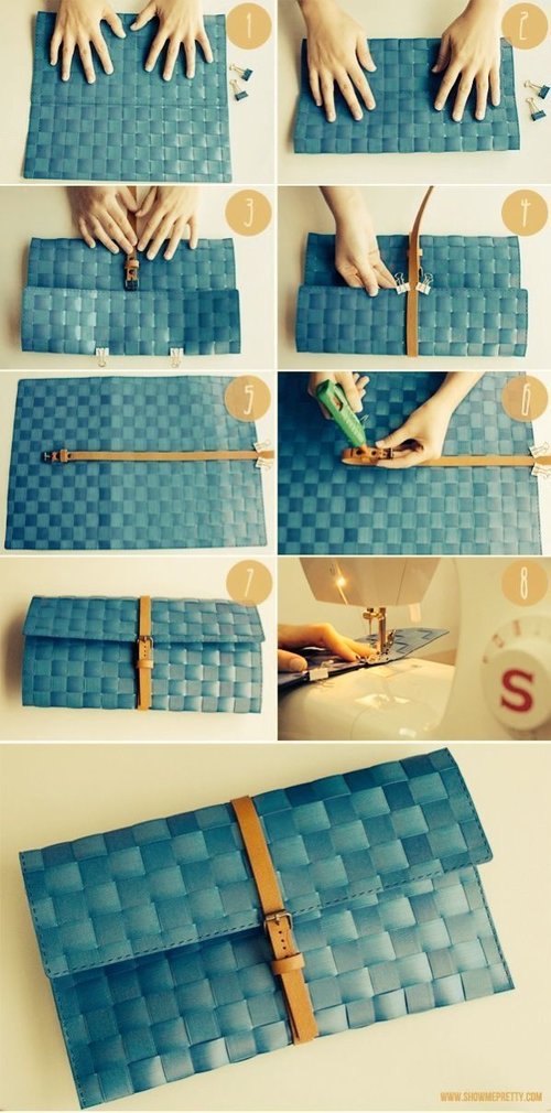 DIY | clutch handbag from woven table mat.