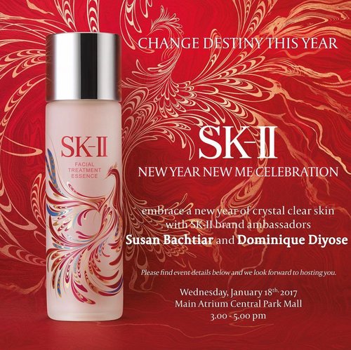 Good Morning loves, I'm feeling so excited to attend SK-II Suminagashi Phoenix CNY event tomorrow. You can also come to Central Park to join all the fun at the event from 16-22 January 2016! If you drop by tomorrow there will be two SKII brand ambassadors Susan Bachtiar & Dominique Diyose, see you there💕 #SKII #changedestiny #SKIIGifts  #wanitaphoenix #ClozetteID