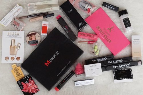 Have you see my Beauty Haul on July 2016?  Yes this is my first blogpost about what ever.that I got and bought... actualy I still manage time to sharing what I want to write but my childrens is more needed me so I just have little spare time to write on my blog... well maybe next I will post for the next beauty haul hahaha... can you guess what I bought for this month ? Just a little makeup and so much skincare 😊 dont miss it!

#beauty #blogger #clozetteid #jeffreestarcosmetics #covermark #makeup #makeuphaul #beautyhaul #clozetteid #beautybloggerindonesia #fdbeauty #morphegirl #morphe #beautyblender #thebrowgal #maybelinefitme #rcmanocolorpowder #thebalm #altheakorea #makeupaddict #makeupjunkie #stila #makeuplovers