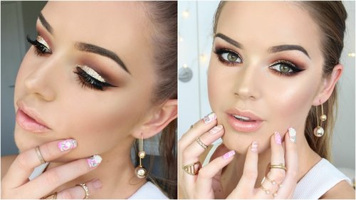 NEW YEARS Makeup Tutorial || Sparkly Glam & Nude Lips || Collab W/ AnnaBellStyle - YouTube