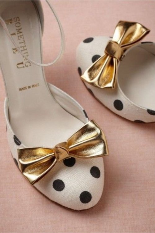gold n white polkadot lovely shoes