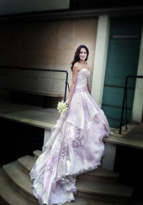white violet wedding dress 
