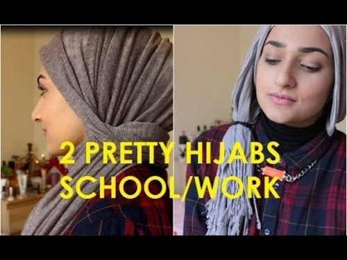 2 PRETTY HIJAB TUTORIALS FOR SCHOOL/WORK | MISSBAK96 - YouTube