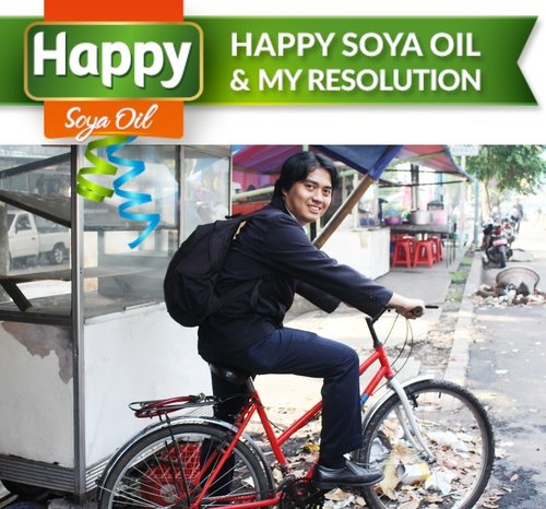 Saya akan lebih sering naik sepeda ke kantor dan makan makanan sehat yang dimasak dengan Happy Soya Oil, agar tubuhku selalu sehat. #HSOResolution #HSOResolution