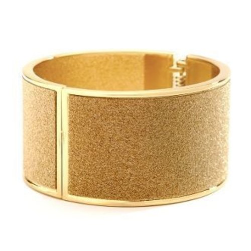 Deep Gold Sparkles Hinged Cuff Bracelet