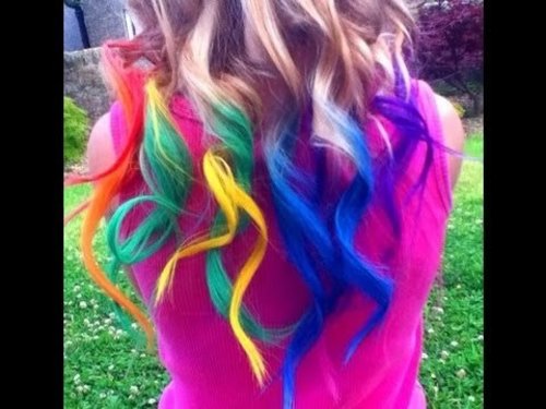 Rainbow Hair Dyed with Chalk Tutorial (Temporary) | Haley & Bronwen - YouTube