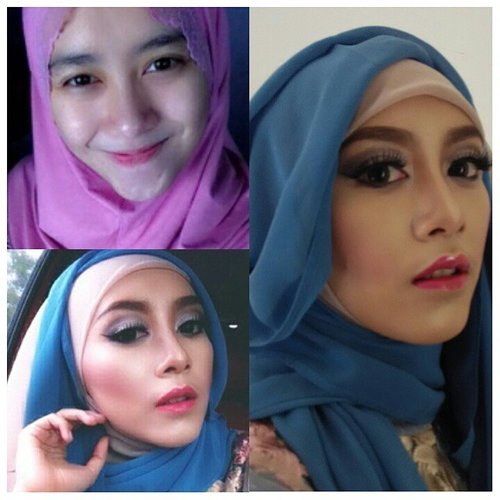 Makeup and hijab style by me, Mia Salnu's photoshoot for brand Marghon #beforeafter #makeupbyedelyne #muaindonesia #mua #hijabbyedelyne #hijabstyle #hijabphotography #nocukuralis #clozetteid #makeup