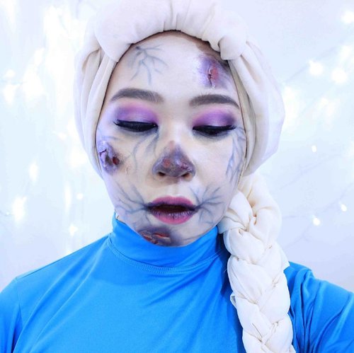 Inspired by Glam & Gore @mykie_ Frostbite ElsaWatch how I turn the normal looking Elsa into this (i called it as) zombie frostbite Elsa. Eventhough it's not very zombie looking, I know. But anyway, you can watch it on my youtube channel www.youtube.com/c/AldilaBerdapaningtyas#throwback #elsa #frozen #clozettehalloween #indobeautygram #allseebee #ClozetteID
