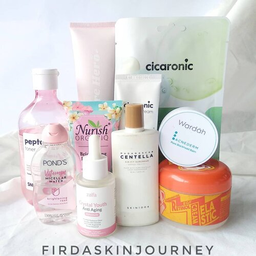 ✨2020 Favorites✨Bulan Januari udah mau kelar tapi baru post favorites, hahahaha. Gapapa ya, at least aku gak malas bikin postingan ini.Di tahun 2020, aku coba banyak banget produk skincare. Dari banyaknya produk yang kucoba, ada beberapa yang jadi favoritku. Ada beberapa produk yang sudah habis dan belum sempat repurchase, jadi gak ada fotonya disini. Here's the list:✨Cleanser1. Wardah Acnederm Pore Blackhead Balm2. Pond's Vitamin Micellar Water Brightening Rose3. Elformula Daily Gentle Low pH Facial Cleanser✨Toner1. Sbcskin Skin Exfoliant 2% BHA Toner2. SNP Prep Peptaronic Toner✨Serum1. Zalfa Crystal Youth Anti Aging Ampoule2. Mia Glansie Jeju Green Tea Acne Serum✨Moisturizer1. Nurish Organiq Brightening Day Cream2. SNP Prep Cicaronic Soothing Cream3. Elizavecca EGF Retinol Cream Elastic✨Sunscreen1. Skin1004 Madagascar Centella Air-fit Suncream✨Masker1. SNP Prep Cicaronic Daily Mask2. Pore Hero Matcha Green Tea Clay Mask3. Beaukirana Beau Mud MaskDiantara semua produk yang ada di list favorites ku kali ini, ada yang samaan gak sih? Coba komen di bawah.