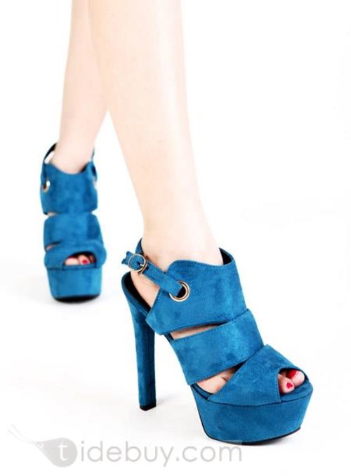 Graceful New Summer Blue Peep-Toe Stiletto Heel Platform Sandals : Tidebuy.com