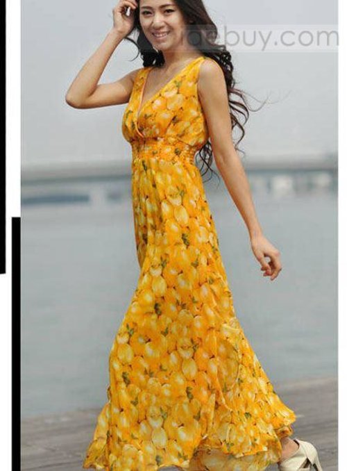 Luxury Korean Style Maxi Chiffon Dress : Tidebuy.com