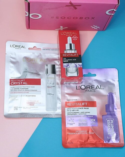 Socobox time 😍.Selalu happy deh kalau uda ada paket dari #socobox 😍.Kali ini aku dapat 3 produk dari @lorealindonesia, yaitu:.✨ Revitalift 1.5% Hyaluronic Acid Serum✨ Revitalift Pro Youth Face Mask Plumping Essence✨ Revitalift Crystal Clear Skin Face Mask.Untuk review lengkapnya sudah aku tulis akun @sociolla ku ya (Link ada di Bio) 😊.Kamu mau juga ga dapat Socobox kaya aku? Jadi kamu bisa cobain produk secara Gratis seperti aku..Ayoo gabung menjadi SBN, untuk ini akan ak share di story ya 😊.Atau kamu mau belanja di Sociolla dan mendapatkan diskon sebesar 25K, bisa juga pakai kode diskon aku SBN04B10C..@beautyjournal.#jeanettegy #JeanettegyReview #L'oreal #revitalift #Sociolla #SheetMask #reviewskincare #ClozetteID #tampilcantik