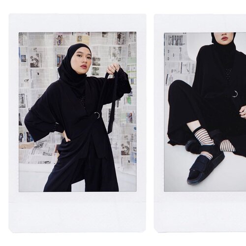 Born to shine 😜🖤Editorial self photo for @jenaharaofficialThanks for having me 🥰-#karincoyootd#clozetteid#hijabstreetwear