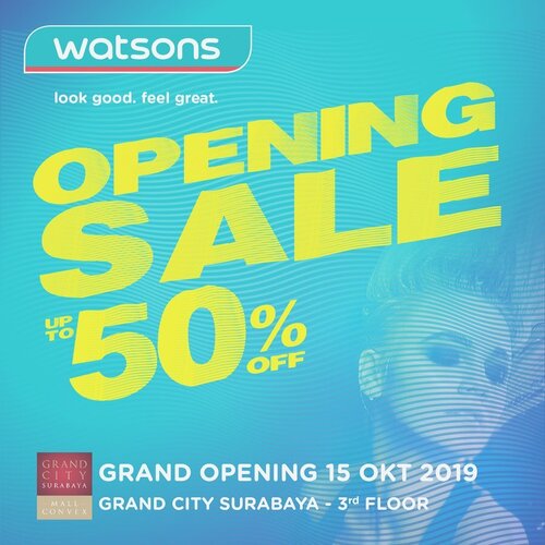 [SWIPE] MERAPAT YUK!!! @watsonsindo mau buka store lagi di Surabaya tepatnya di @grandcitymall 🙌🏻
- 
PROMO ANTRIAN untuk 200 orang pertama start jam 1 siang, Selasa 15 Okt 2019
1. FREE Garnier Micellar Water Pink 50ml
2. Voucher Watsons 50k
3. Voucher online 20k + 25k
4. Free Watsons member dengan voucher value senilai Rp 250rb
Gratis tanpa syarat
-
Dapatkan juga promo menarik lainnya
1. Disc up to 50%, Buy 1 Get 1, Buy 2 Get 1
2. Disc 25% all item - 15&16 Okt ’19 (Wardah,Emina,MakeOver)
-
Jangan sampai ketinggalan ya!! Kuy tag temen2 kamu buat datang barengan..😉
.
.
#workwithtorquise #watsonid #clozetteid #bloggersurabaya