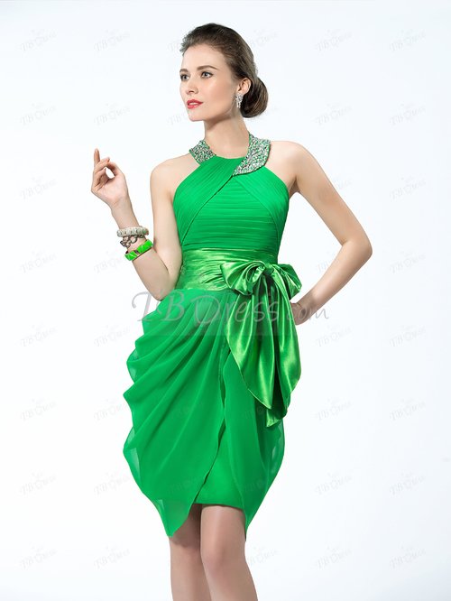 Delightful Halter Neckline Bowknot Short Cocktail Dress : Tbdress.com