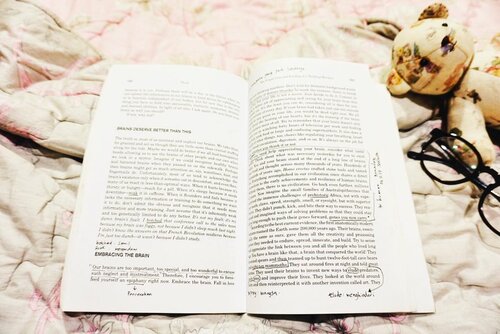 My all time favorite book: THINK!Our brains are too important, too special, and too wonderful to excuse such neglect and mistreatment."If you need help appreciating your brain, consider what came before. Think about what was necessary yesterday for you to exist today. You and your brain stand at the end of a long line of brains that lived and thought across many thousands of years. Go back even further, millions of years. Now imagine the small families of Australopithecines that survived the immense challenges of prehistoric Africa, not with superior teeth, claws, speed, strength, smell, or eyesight, but with superior brains. They didn't punch, kick, and bite their way to success. They reasoned and imagined ways of solving problems so that they could stay alive long enough to push their genes forward, genes you now carry."Our brains deserve better than this. Embrace the brain. Fall in love with your thinking machine. Try to remember that your brain doesn't only assist you in watching 40 hours of television per week and finding the best junk food. It also does a bunch of other things too, chores like regulating your breathing, heart rate, blood circulation, digestion and so on. So if you want to think well then you gotta eat well, because good brains start with good nutrition.It's been 2 months since I decided to stop eating junk food. Thanking the book for it!...#clozetteid #mood #fashion #art #fashionpeople #fashionpeople #fashiondesigner #fashiondesignerindo #fashiondesignerslife #ootd #ootdindonesia #ootdindo #fashionblogger #blogger #bloggerstyle #fashiondiaries #lookbookindonesia #lookbook #lookbookindo #instastyle #instadaily #igdaily #me #selfpotrait #potd #wiwt #lookoftheday #bookstagram #bookworm