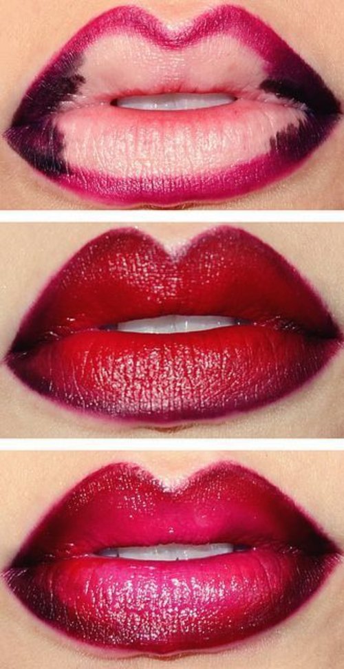 ombre red lips tutorials