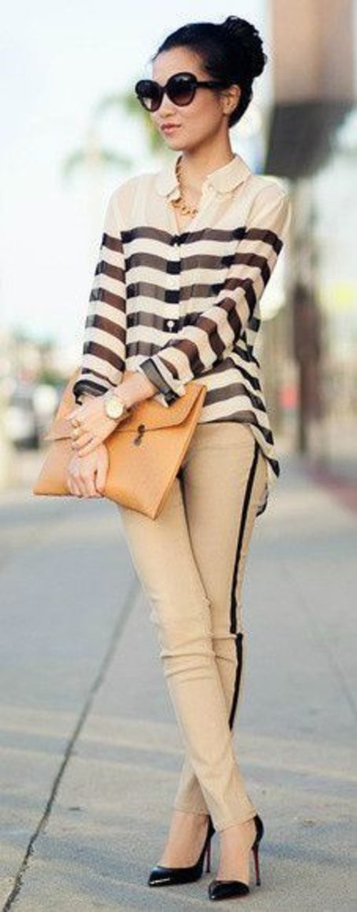 the loose shirt with stripes  #Glasses #Stripes