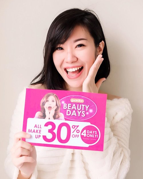 Guardian Beauty Days datang lagiiii!!!! Ayo para Beauty Enthusiast merapat, SEMUA PRODUK MAKEUP DISCOUNT 30% di @guardian_id di seluruh Indonesia. Ada Maybelline, Catrice, Lakme, Silkygirl, pokoknya SEMUA TANPA TERKECUALI ya makeupnya. Cuma 4 hari! mulai Kamis 31 JAN - Minggu 3 FEB 2019. Siapin daftar belanjaan, kapan lagi ada best deals begini, mana barangnya pasti asli, wajah cantik, dompet senang 😁☺ Weekend ini yahhh pasang reminder! #keGuardianyuk #GuardianBeautyDays #GuardianShoppingFrenzy #RacunMakeup....#beautyevent #eventkecantikan #clozetteid #guardian #guardianindonesia