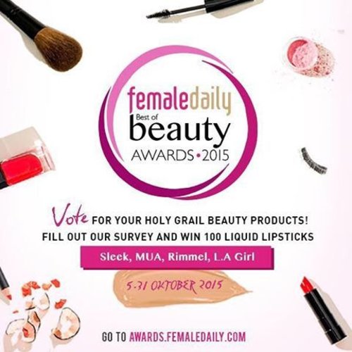 Yuk ikutan survey di http://awards.femaledaily.com/ atau bisa kunjungi @femaledailynetwork 😊 ada hadiah untuk 100 orang yang ikutan lho! #bbloggers #survey #clozetteid #clozettedaily #makeup #femaledaily #femaledailynetwork