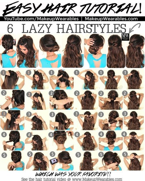 6 Lazy Hairstyles Hair Tutorial