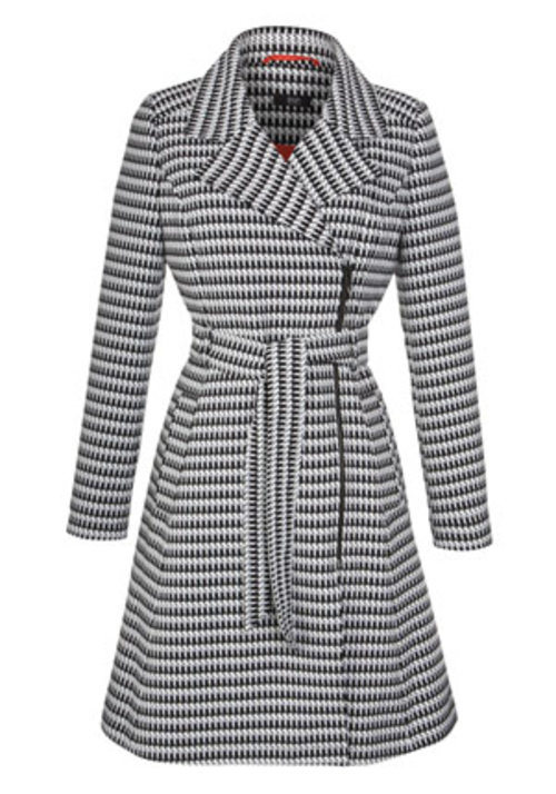  Clothing at Tesco | F&F Houndstooth Jacquard Skirted Mac > coats > Coats & Jackets > Women