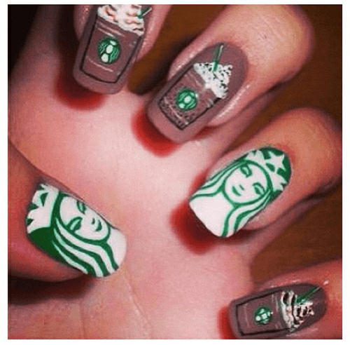  Starbucks theme as nail of the day