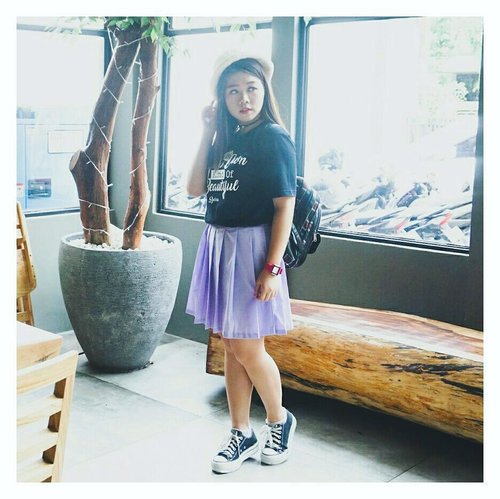 Wearing:♤ @aha.products super comfy tee, customized with my name on it and @sbybeautyblogger logo printed on the back♤ self-made pleated skirt. Actually was planning to make tennis skirt but didn't turn out too well♤ hat bought at Bandung♤ choker bought at SG♤ @grcsaraswatios Casio watch♤ bag @footin_shoes♤ shoes @converse....#blogger #beautyblogger #clozetteid #indonesiablogger #indonesiabeautyblogger #beautybloggerindonesia #bloggerindonesia #ootd #sbybeautyblogger #surabayabeautyblogger #beautybloggersurabaya #ootdindo #coordinate #sbyblogger #bloggerceria #ootdid #bloggerperempuan #sociollablogger #sociollabloggernetwork #outfitoftheday