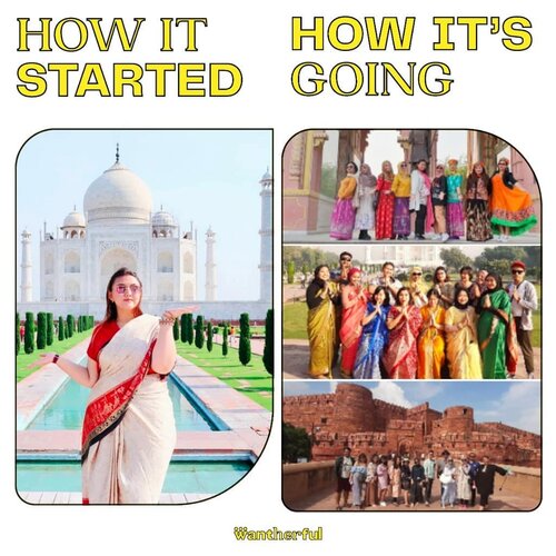 Di sabtu sendu ini, gue pengen cerita sedikit tentang satu hal yg lagi gue kangenin banget dan gimana awal mula terbentuknya.. Yes.. Gue kangen @indiatripmurahHow it started :Bermula dari gue backpackeran ke India bersama cewe cewe tangguh, buta akan peta india, dan modal nekat doang.. Dulu, India terbilang negara high risk untuk tourist apalagi wanita.. Tp kita semua berangkat modal nekat, cewe cewe doang.. Suhu lagi super panas, sampe 43 derajat, tapi kita tetep terusin. Ternyata pas sampai sana.. INDIA itu cantik.. Orang orangnya ramah, dan ga seburuk pemberitaan di media.. Kita berlima bener bener beruntung banyak org baik bantuin kita pas backpackeran.. mulai dari jaipur, agra, lalu ke delhi..Dan pas mau pulang, di Delhi gue bilang dalam hati.. suatu hari, gue akan kesini lagi... terus 2 x balik ke India.. tetep ga cukup.. gue selalu bilang, gue akan balik lagi kesiniHow its going :Tahun 2019 awal, orang yg punya hostel tempat gue nginep di Agra itu lumayan deket sama gue, lalu gue dan kakak nya dia akhirnya nekat bikin travel agent namanya @indiatripmurah dan daftarin travel agent kita di tourism India.. akhirnya, gue resign dari kantor gue dan memulai bisnis travel India bareng temen gue di India.. Awalnya bapak gue ga setuju, tapi gue tetep pergi ke India sambil nangis wkwk untung akhirnya doi udh biasa aja skrg wkwkwkSERU.. Banyak pengalaman yg gue ambil. Banyak orang baru yang gue temui. Di tipu, rugi, dll itu udh biasa.. udh gue makan semuanya.. tapi gue seneng ngejalaninnya..Gue ga tau kalau dulu gue ga nekat backpackeran ke India, mungkin gue masih jd org kantoran kali.. that trip changed my life forever.. Yaa walau skrg masih corona dan gue blm bisa memulai trip lagi, tapi gue selalu seneng kalau liat liat galeri @indiatripmurah dengan berjuta tawa dari client client gue yg pada puas dan seneng liat India.. i cant wait to start it again from 0 after corona.. :)Prinsip gue dari dulu "selama masih muda, gue mau coba apapun sebanyak banyaknya, i will take all the risk! Kalau gagal, at least orangtua gua masih nampung gua"@wantherful.id #wantherfulchallenge