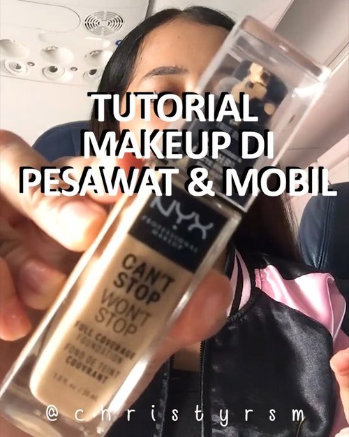 [MAKEUP DI PESAWAT & MOBIL 😜]⁣⁣⁣⁣Heyo Beauties!⁣⁣⁣⁣ 💖Finally I can surpass my comfort zone in doing my makeup outside my own room. YES 𝐈 𝐃𝐈𝐃 𝐌𝐘 𝐌𝐀𝐊𝐄𝐔𝐏 𝐎𝐍 𝐀𝐈𝐑𝐂𝐑𝐀𝐅𝐓 𝐀𝐍𝐃 𝐂𝐀𝐑! ⁣⁣⁣⁣⁣⁣⁣⁣Believe me, it’s not as easy as you think! It needs courage, confidence, and of course: skill! Wkwk. Here’s the products that I used:⁣⁣⁣⁣✈️ @eminacosmetics Pore Ranger⁣⁣⁣⁣✈️ @nyxcosmetics_indonesia Can’t Stop Won’t Stop Foundation (True Beige)⁣⁣⁣⁣✈️ @madformakeup.co Fluffy Fluffy Blender⁣⁣⁣⁣✈️ @mustikaratuind Beauty Queen Two Way Cake (Nude Beige)⁣⁣⁣⁣✈️ @eminacosmeticsjakarta Agent Of Brow (Brown)⁣⁣⁣⁣🚗 @minuet.official Face Palette (for eyeshadow, contour, blush, highlighter, bronzer)⁣⁣⁣⁣🚗 @pixycosmetics Aqua Mist⁣⁣⁣⁣🚗 Emina Creamatte Amazeballs⁣⁣⁣⁣⁣⁣⁣⁣🎼 Manuk Dadali - Jawa Barat (fact: manuk dadali means burung garuda. This song shows nationalism with the might of the ‘burung garuda’ as a symbol of the glory of Indonesia🇮🇩)⁣⁣⁣⁣⁣⁣⁣⁣#sayaindonesiasayapancasila #explorejawabarat #ivgbeauty @lionairgroup #lionairgroup #tampilcantik #tutorialmakeupkece #tutorialmakeuplg #indobeautysquad #clozetteid #cchannelbeautyid #eggabatch3 #nyxcosmetics