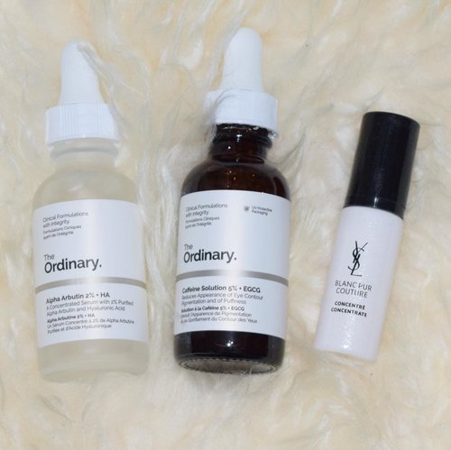 My night skincare combo! Two of them are for reducing dark spots and one for reducing eyes' dark circles & wrinkles. I would say this combo is my best found to have 'I woke up like this' skin in the morning and if you want to know more, I'll blog the details about them later ❤️
•
•
•
•
•
#deciem #deciemtheordinary #theordinary #theordinaryskincare #theordinaryusa #ysl #yslskincare #yslbeauty #skincare #serum #concentrate #skinfood #healthyskin #beautyformula #beautifulskin #beauty #blogger #bblogger #clozetteid #clozetter #beautiesID #indobeautygram #beautybloggers #beautybloggerID #indonesianblogger #indonesianbeautyblogger #instagood #mommyblogger #potd
