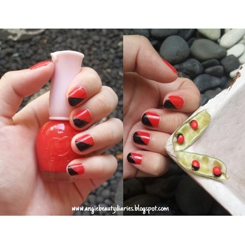 Black and red nail art inspired by saga seed ^^
Using Etude House Dear My Nails and Revlon 919 black lingerie nail polish 
#clozette #clozetteid #clozettedaily #nails #nailart #beauty #angiebeautydiaries