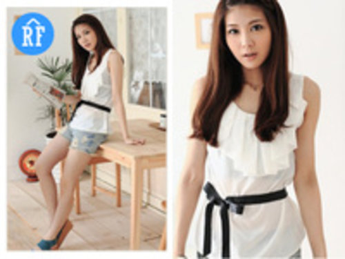 Rakuten BELANJA ONLINE: Ribbon Waist Chiffon Shirt / RF-T017 < Shirts < Rumah Fashion
