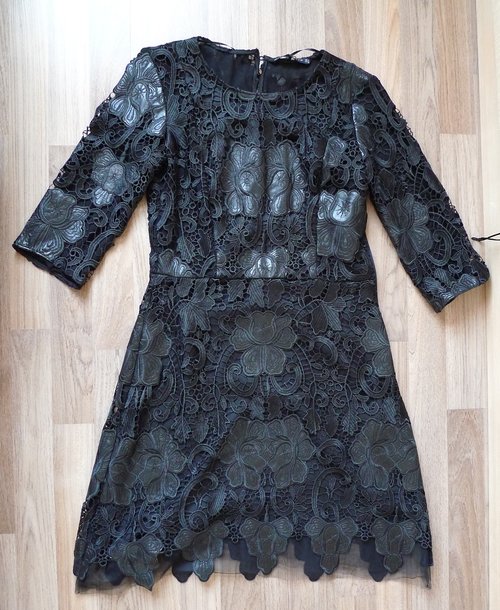 Zara Combined Lace and Leather Dress