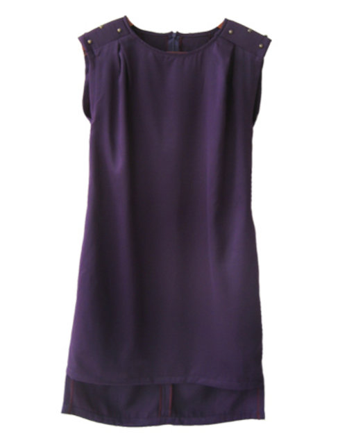 Nocturnal Purple Shoulder Beads Dress