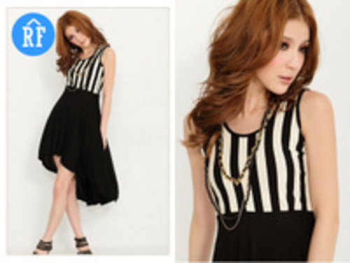 Rakuten BELANJA ONLINE: Stripes Asymmetric Cotton Dress / RF-D0333 < Dress < Rumah Fashion