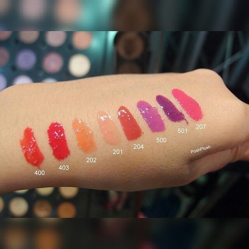 Some of the swatches of MUFE  #artistplexigloss 
Incredible colors, lighweight, and will stay on your lips for 5 hours! 
More on the details up on the blog now (link in bio). You can have one of these babies too,just join my giveaway. Check previous post or go look for #PoshPlushXMUFE for how to join.

#makeupmania #beautygiveaway #beautyjunkie #beautyblogger #beautybloggerid #makeupforeverindonesia #myplexilips #clozette #clozetteid #fdbeauty