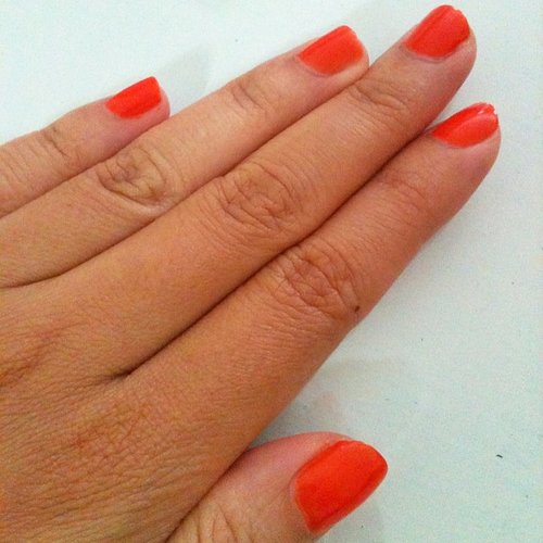 Orange nails with cheap nail polish 