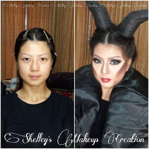 Before after @lilinimam as Maleficent 
Makeup and HairDo by @shelleymuc 
Hair piece handmade by @shelleymuc 
Lens : More Focus Grey by @depth_dreamie 
#makeup #beauty #shelleymuc #surabaya #makeupartist #mua #shelleymakeupcreation #beforeafter #clozetteID #makeover #muasurabaya #muaindonesia #hairdo #maleficent #maleficentmakeup #horn #maleficenthorn #headpiece #halloween #PicsArt