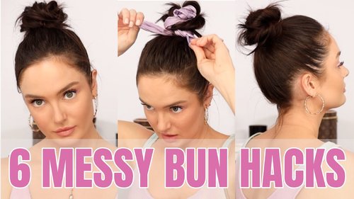 6 Easy Messy Bun Methods! Quick & Cute Hairstyle Hacks \\ Chloe Morello - YouTube